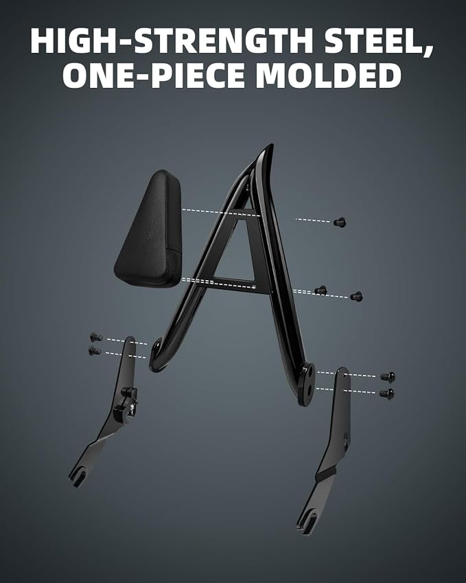 26 Inch Detachable Sissy Bar Backrest Quick Release Spilt Sissy Bar Fit for Harley Davidson Touring Street Glide Road Glide Road King Electra Glide 2009-2026