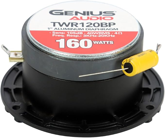 Genius Audio TWR120BP 3.8" Super Bullet Tweeter Ferrite 1" Vc 160W 4 Ohm (2 Speakers Included)