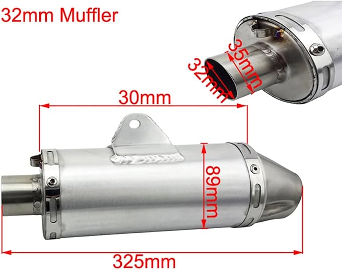 DJ-Motor 32mm Exhaust T4 Muffler For 150cc 160cc Pit Dirt Bike Mini Motocross Taotao DBX1 X-pro140