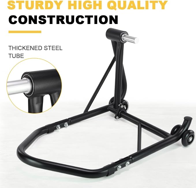 Single Side Swingarm Lift Stand with 53.4mm Pin | Fit for R1200GS R1250GS Adventure K1600, Motorcycle Rear Paddock Stand, Steel Frame with PTU Wheels