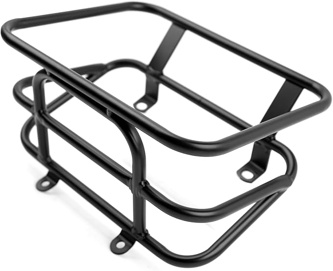 Mokuo Motorcycle Front Luggage Rack with Cargo Box in Heavy Iron Material Comaptible with Yamaha Zuma 125 2023,Black Color