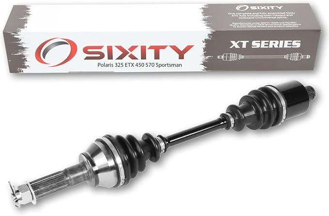 Sixity XT Rear Right CV Axle for Polaris 325 ETX 450 570 2015-2016 | Sportsman. Complete axle assembly with a 5140 chrome steel shaft, inboard and outboard CV joints, fully assembled