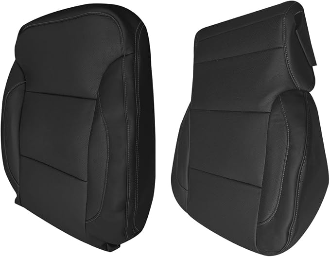 Driver Side Top Bottom Perforated Leather Seat Cover Set Replacement Black Compatible with Chevy Silverado Tahoe Suburban/with GMC Sierra Yukon 1500 2500HD 3500HD 2015-2019