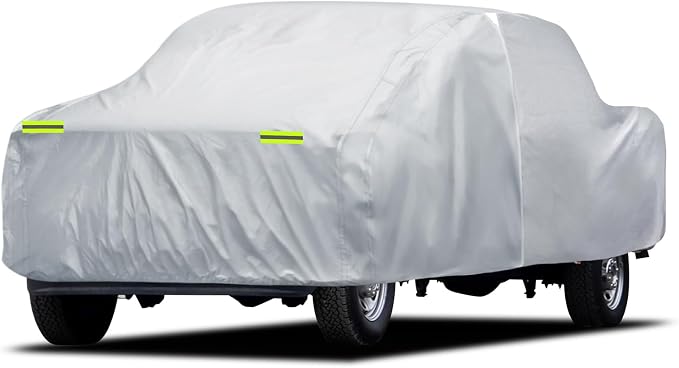 Truck Cover Waterproof All Weather, 6 Layers Pickup Cover Fit for Ford F250/F350, Chevrolet Silverado, Gmc Sierra, Ram 2500 (T5 Fit Truck Length Up to 266 inch), Silver