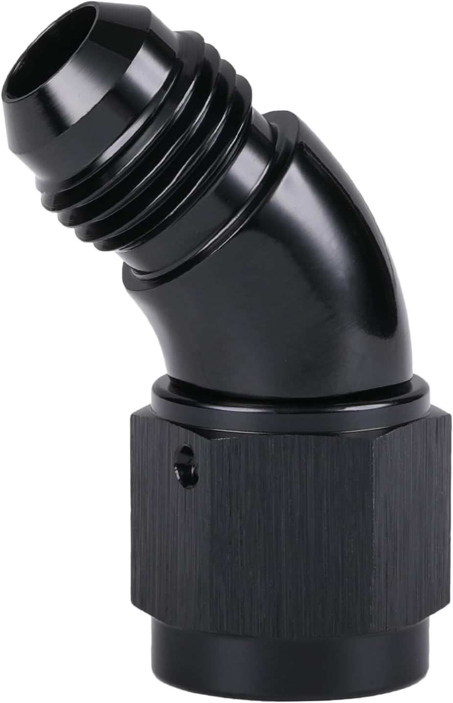 45 Degree 6AN Male to 6AN Female Swivel Full Flow Fitting Adapter Coupler Aluminum Black