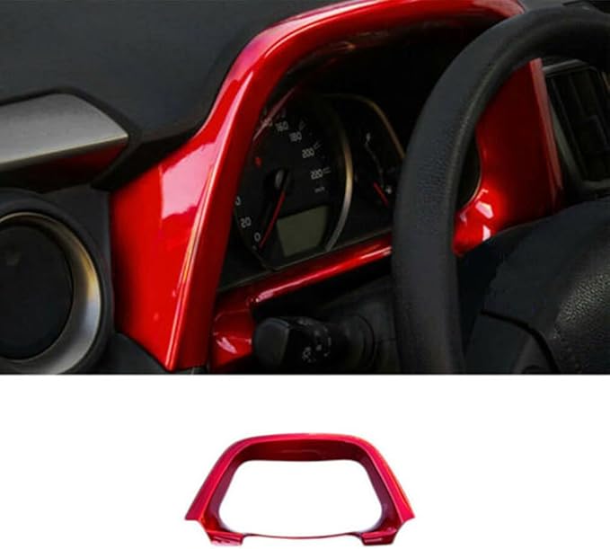 BOYUER for Toyota RAV4 2013-2018 ABS Instrument Frame Steering Wheel Panel Dashboard Cover Trim Sticker Car Interior Accessories Decoration Panel Moulding Trims (Red)