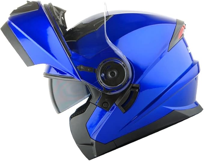 1Storm New Motorcycle Bike Modular Full Face Helmet Dual Visor Sun Shield: Glossy Blue