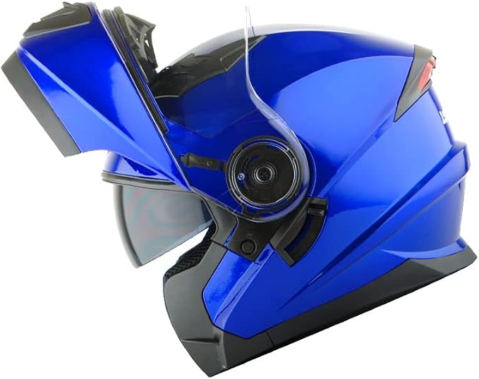 1Storm New Motorcycle Bike Modular Full Face Helmet Dual Visor Sun Shield: Glossy Blue