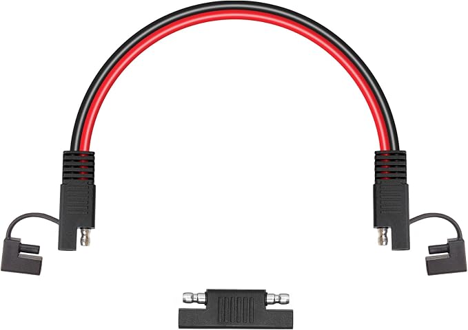 SAE Extension Cable 10AWG 1FT Quick Disconnect Tinned Copper Wire with SAE Connector Wire for Solar Panel, Battery, Tender Motorcycle, Automotive RV, Cars Tractor 10 Gauge