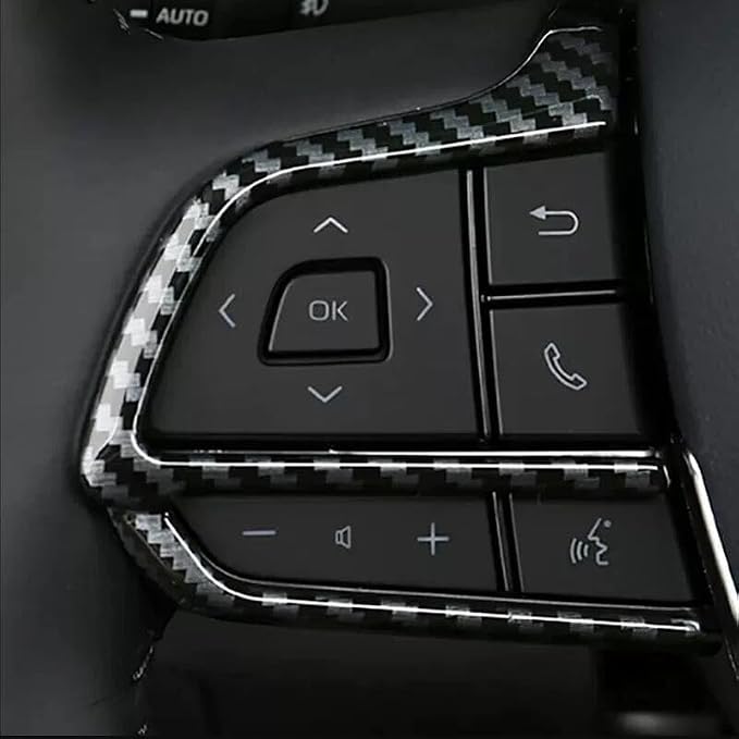 3Pcs Steering Wheel Glitter Ornament Modification Trim Cover Compatible with Toyota Grand Highlander 2024 2025 2026 Fit for 2024-2026 Grand Highlander ABS Accessories(Carbon Fiber)