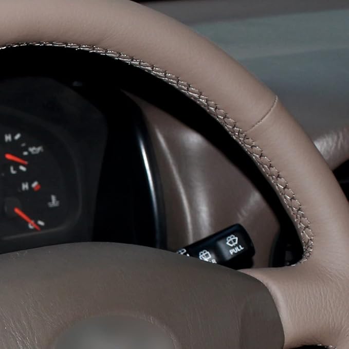 Loncky Custom Fit Dark Brown Genuine Leather Steering Wheel Cover for Toyota Land Cruiser 1995 1996 1997 1998 1999 2000 2001 2002 Accessories Car Interior Hand Stitched OEM Parts