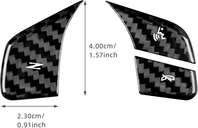 Real Carbon Fiber Steering Wheel Button Covers - 3PCS for Corvette C8 2020 2021 2022 2023 Carbon Fiber Accessories, Anti-Scratch Protective Accessories (Without Heating Button, Black)