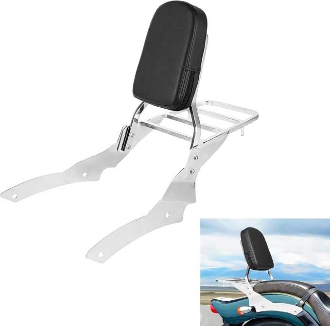Passenger Backrest Sissy Bar with Luggage Rack Compatible with for 1996-2017 Yamaha Vstar 650 400 Custom 1997-2017 Dragstar 650 400 Custom Rear Sissy Bar Backrest