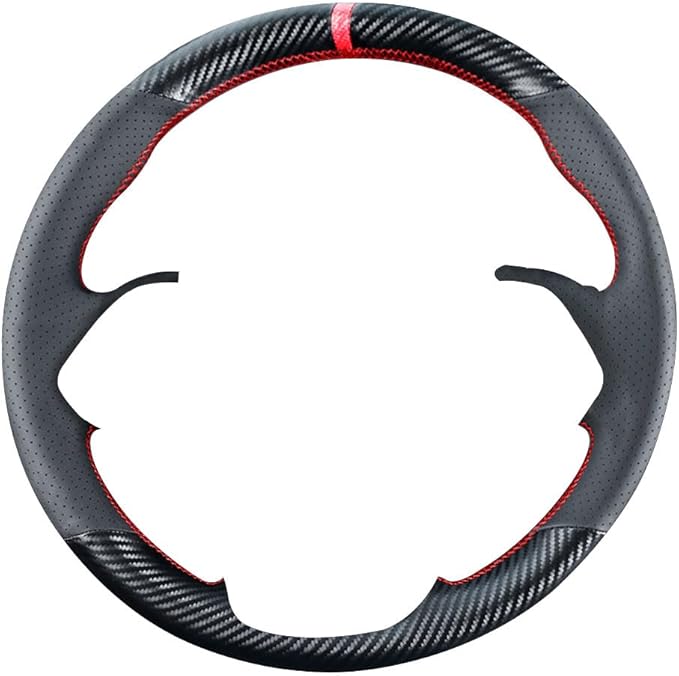 DIY Stitching Carbon Fiber Steering Wheel Cover for Toyota Prius Hatchback 2017 2018 2019 2020 2021 / Prius Prime Hatchback 2017-2022 15 inches Leather Interior Accessories