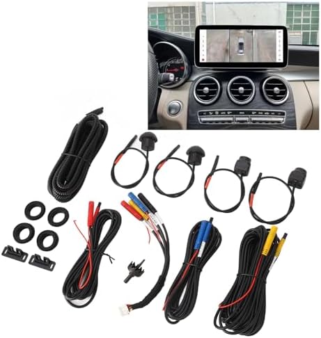 360 Car Camera, Panoramic Surround View Camera System Front Rear Left Right AHD Cameras for Android Auto Radio Night Vision IP68 Wide Angle Parking Driving Safety