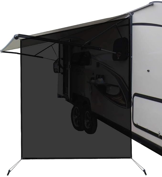 leaveshade RV Awning Side Sun Shade Screen (9'X7') Mesh Screen Shade for Camper Awning Sunshade Motorhome Trailer Awning Sunscreen Shadescreen Netting UV Blocker - 3 Year Warranty (Black)