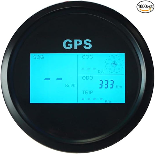 85mm 3-3/8" Digital Speedometer GPS Odometer COG Trip with 7 Backlights 12VDC 24V for Motorbike Boat Truck Racing Car (Black&Black)