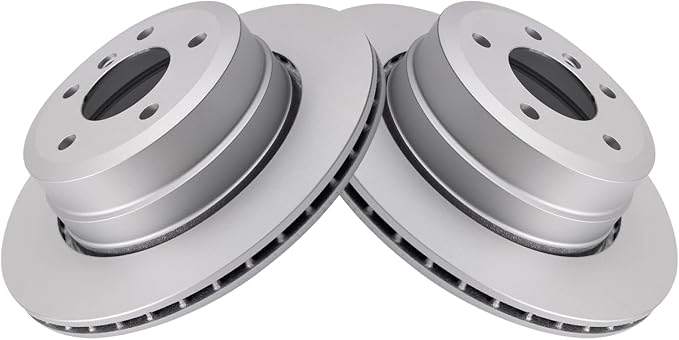 TRQ Rear Brake Rotor Set G Coated Vented Compatible with 2006-2007 BMW 525xi 530xi 2008 528xi 535xi 2009-2010 528i xDrive 535i xDrive 2010 528i