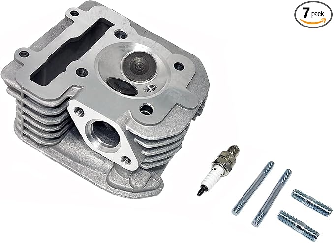 MYK Cylinder Head Assembly for EFI 170cc, 200cc 4-Stroke GY6 Motorcycle Engines, 64mm, Complete Replacement Head with Valves, Spark Plug, and Mounting Studs