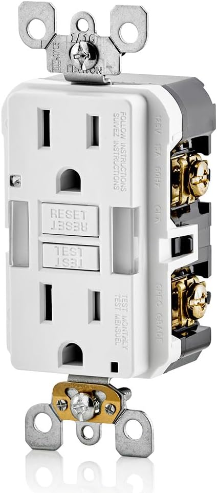 Leviton GFCI Outlet with Guidelight,15 Amp,Self Test,Tamper-Resistant with LED Indicator Light,Replaces Plugged in Night Light,GFNL1-W,White,(Pack of 3)