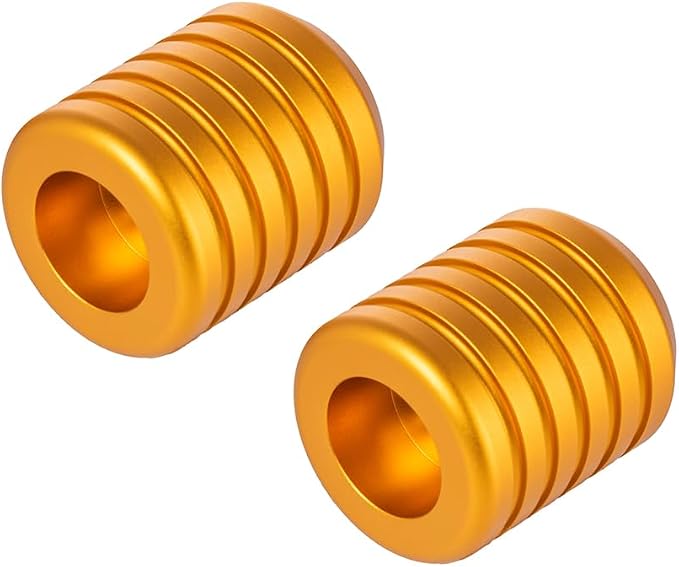 Advanblack CNC Aluminum Motorcycle Frame Sliders – Crash Bar Slider for Harley 1-1/4” Flat Out & Highway Crash Bars/Saddlebag Guards – Red, Gold, Black, Silver – Bolt-On Pair with Screws (Gold CNC)