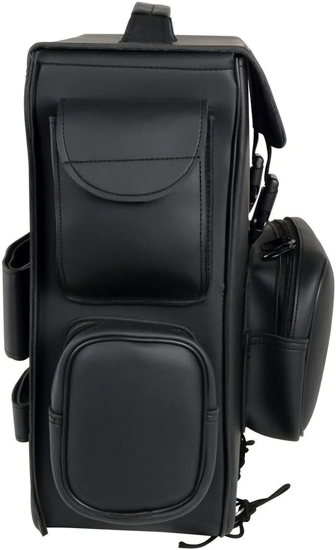 Milwaukee Leather SH584 Large Black PVC Motorcycle Sissy Bar Bag with 5 Bonus Pockets - Large