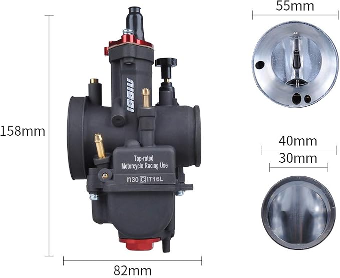 NIBBI Racing Performance Carburetor 30mm Motorcycle Carburetor 200 250 Power Jet PWK Carb 30mm With Carburetor Jets Fit GY6 Engine Dirt Bike Mini Bike SSR TTR Apollo TaoTao ATV Cafe Bike