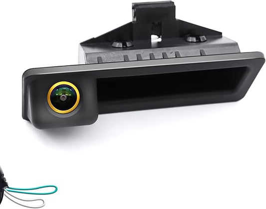 Vehicle Backup Camera CCD Compatible for BMW E82 E88 E84 E90 E91 E92 E93 3 5 Series X1 5 6 320i Car Rear View AHD 1080P Camera Reverse Parking Golden Fisheye Lens Waterproof Cam Car Trunk Handle Cam