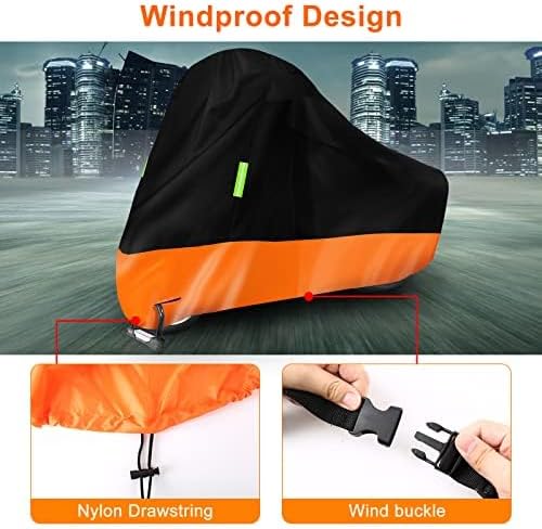 Waterproof Motorcycle Cover Replace for Harley Davidson Touring Road King/Street Glide/Road Glide with Anti-Theft Lock Hole for Outdoor Rain Snow Protection (94 to 100inches, Without Trunk)