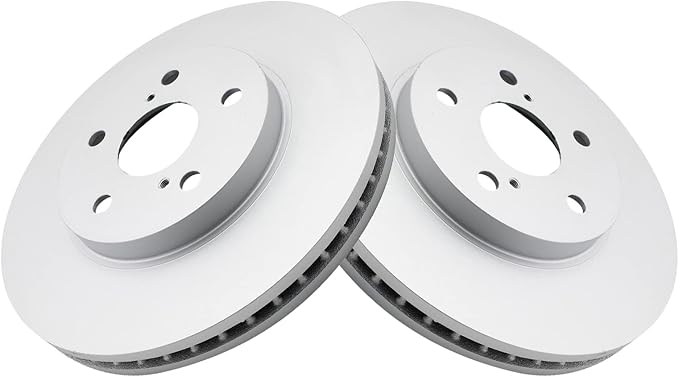 TRQ Front Brake Rotor Set G Coated Vented Compatible with 2002-2003 Lexus ES300 2006-2015 IS250 2005-2007 Toyota Avalon 2002-2006 Camry 2004-2010 Sienna 2004-2008 Solara