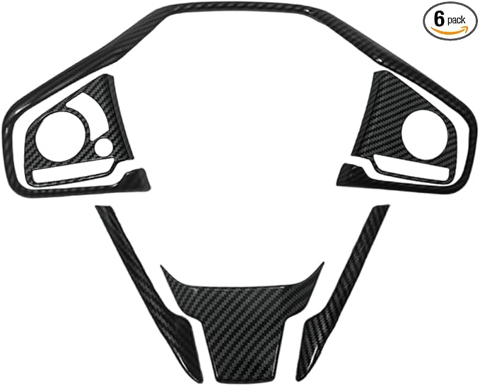 Steering Wheel Trim Decoration Steering Wheel Button Cover Trim Sticker Compatible with Honda Civic Accessories 10th Gen 2016 2017 2018 2019 2020 2021 ABS Carbon Fiber Style (6 PCS)
