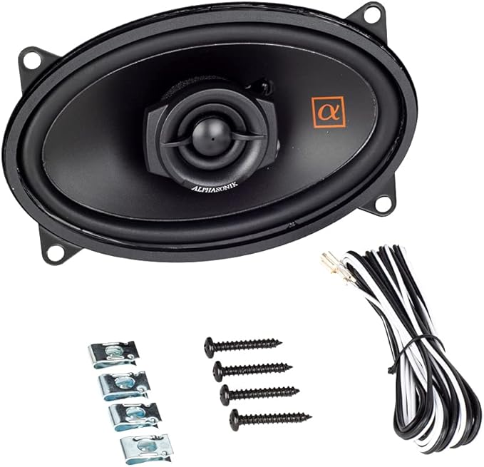 Alphasonik 1 Pair of NS46 Neuron Series 4x6 (240 Watts Max for The Pair) 120 Watts Max Per Speaker 2-Way Full-Range Car Audio Speaker with PEI Dome Tweeter Polypropylene Cone