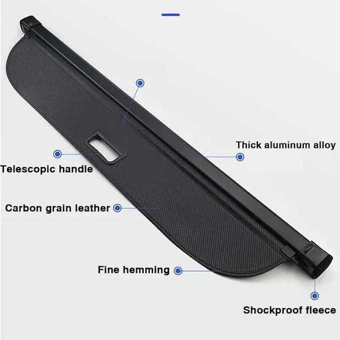 Retractable Cargo Cover Compatible with Mercedes Benz EQS 450 580 680 SUV EQS450 2023-2025 Shield Security Shade Privacy Screen Tonneau Luggage Cargo Trunk Organizers (Carbon Fiber Texture)