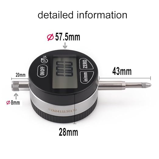 Digital Dial Indicator Electronic Dial Test Gauge 0.01mm/0.0005inch, 0-12.7mm，IP54 Waterproof and Dust Proof