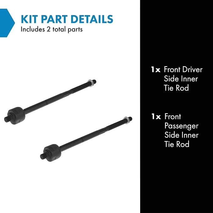 TRQ Front Inner Tie Rod Set 2 Piece Compatible with 2001-2010 Chrysler PT Cruiser 00-05 Dodge Neon 00-01 Plymouth Neon