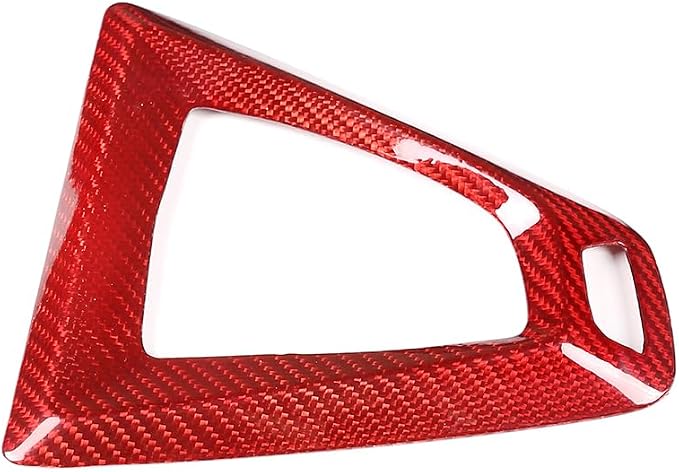 Fit for BMW F80 F82 M3 M4 2014 to 2019 Center Console Gearbox Decorative Panel Frame, Real Carbon Fiber Interior Accessories Gear Lever Panel Base Cover (RHD - Red Carbon)