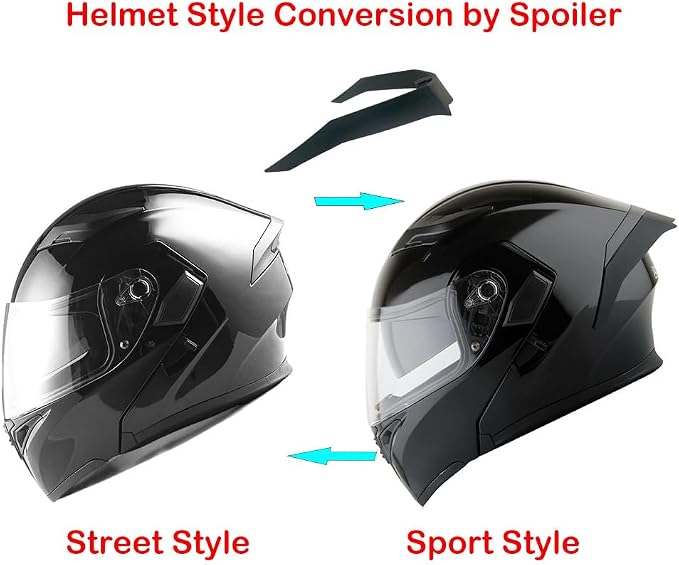 1Storm Motorcycle Modular Full Face Helmet Flip up Dual Visor Sun Shield: HB89 Glossy Black