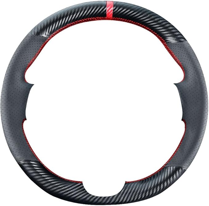 DIY Stitching Carbon Fiber Steering Wheel Cover for Tesla Model 3 Sedan 2017 2018 2019 2020 2021 / Model Y SUV 2020 2021 15 inches Leather Interior Accessories