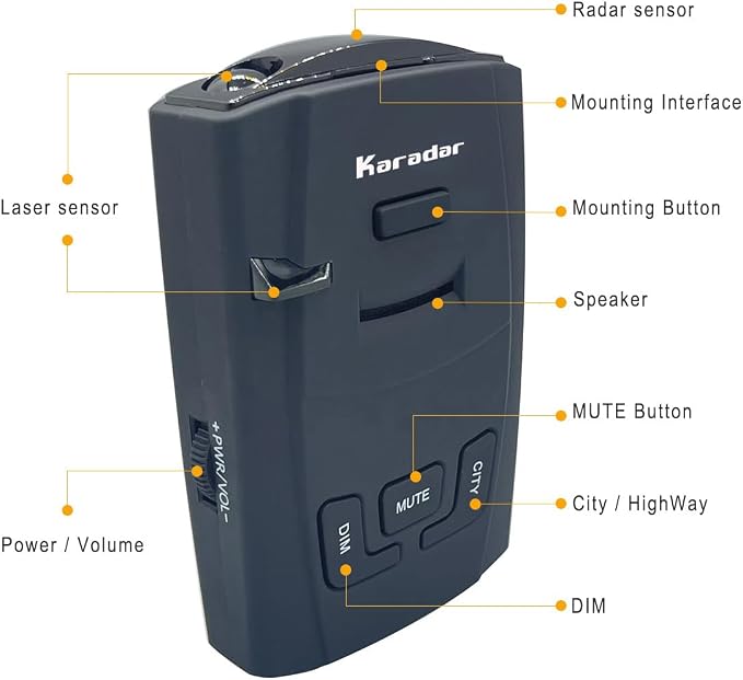 Radar Detectors for Cars American Laser KARADAR X K KA Bands VG 2 Protection S360 with LaserEye Front Rear Police Scanner