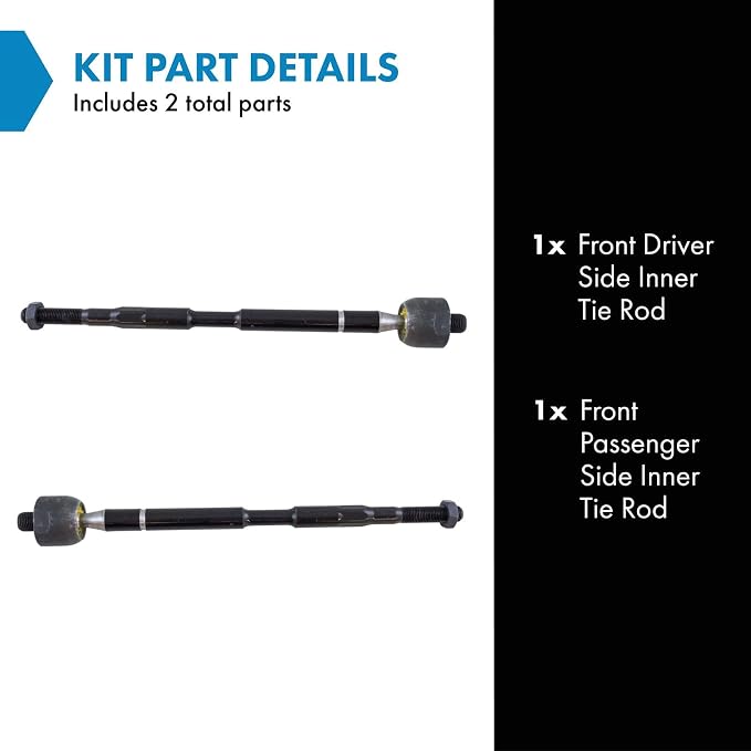 TRQ Inner Driver and Passenger Side Tie Rod Set 2 Piece Compatible with 2011-2017 Honda Odyssey