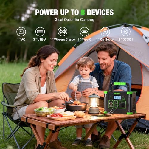 GRECELL 300W Portable Power Station 288Wh Solar Generator with USBC PD 60W, 110V Outlet Perfect for Camping, Outdoor Trips, Home Backup & Travel