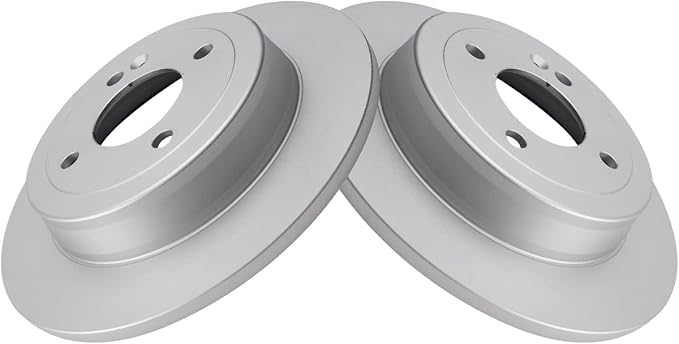 TRQ Rear Brake Rotor Set Solid G-Coated Compatible with 2012-2022 Hyundai Accent 2012-2018 Kia Rio 2022-2023 Rio