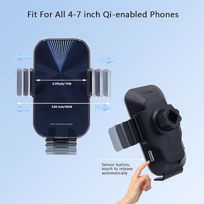 Car Phone Holder Fit for Audi A3 S3 RS3 8V 2020-2014,Phone Mount with 15W Fast Charging,Stand in Car Air Vent/Dashboard,Auto-Clamping Wireless Car Charger Custom for iPhone,Samsung,LG ect.