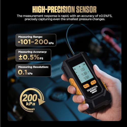 OBD2 Breakout Box 16-Pin CAN 17.7 inches Cable Fault Diagnosis Scan Tool & Dual-Port Manometer HVAC with 7 Adapters, 6 Units Switch, Data Hold & Backlit Display Screen