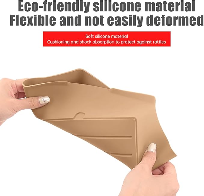 Center Console Storage Box for 2025-2026 Land Rover Defender 90 110 130 Center Storage Box Pad Interior Organizer Tray Storage Box Silicone Trim Tuning Supplies Accessories (Dark Beige)