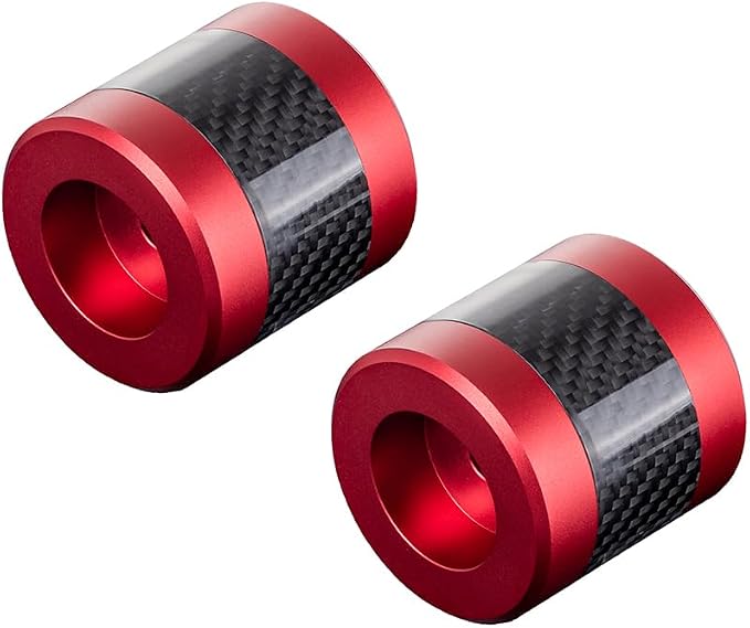 Advanblack ProTek Machined 1.25" Crash Bar Sliders Decorative Wheel Rotatable End For Front Engine Guard Harley Saddlebag Guards (Red CNC w/Carbon Inlay)