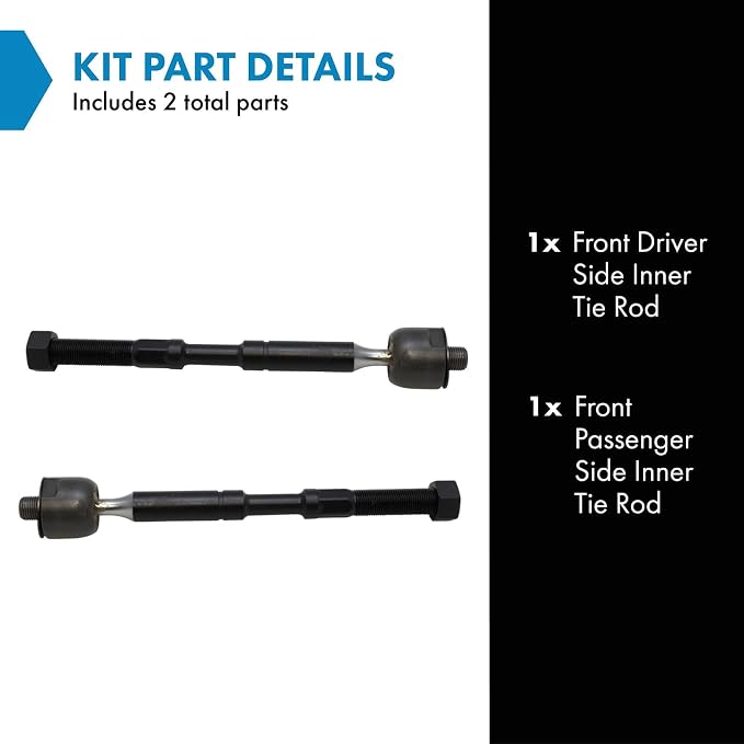 TRQ Inner Driver and Passenger Side Tie Rod Set 2 Piece Compatible with 2011-2020 Toyota Sienna
