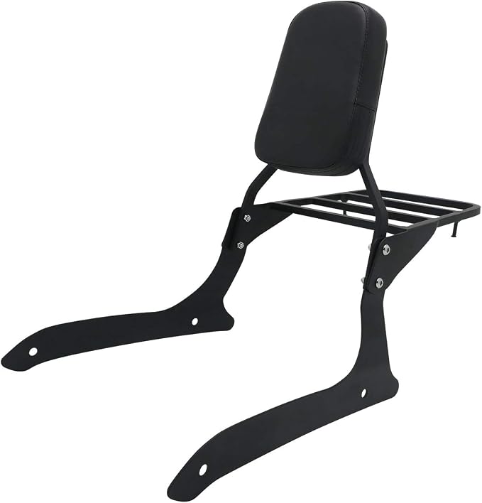 Passenger Backrest Sissy Bar & Luggage Rack Portable Compatible with Yamaha XVS1300 XVS1300A Midnight V-Star 2007-2015 (Black)