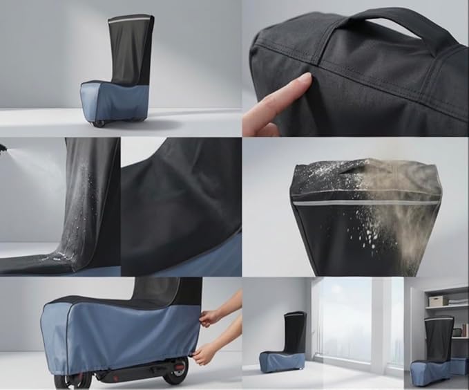 Electric Scooter Cover (300W-800W) - All Season Universal Fit, Better Fit Design,Heavy Duty Oxford Fabric,Dustproof Windproof Protection, (Black Grey)（47X24X45