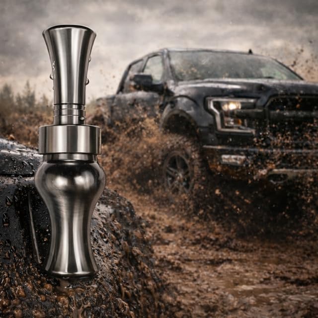 Duck Call Truck Antenna, Short 5.5 Inch Heavy Duty Anodized Aluminum Radio Antenna, Universal Kit Fits Most Trucks Including F150, F250, Clear Signal, Unique Truck Accessories and Gifts (Silver)